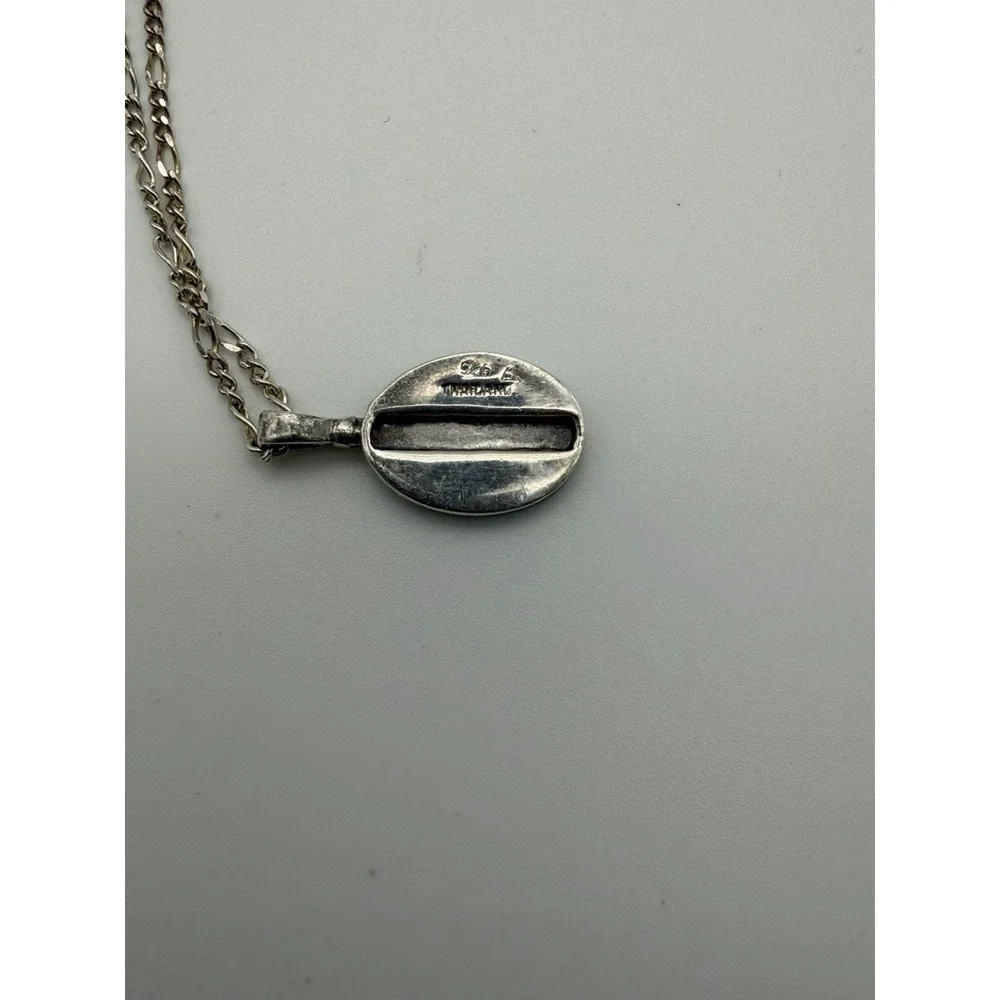 Turquoise Slab Stone Sterling Silver Pendant With 16